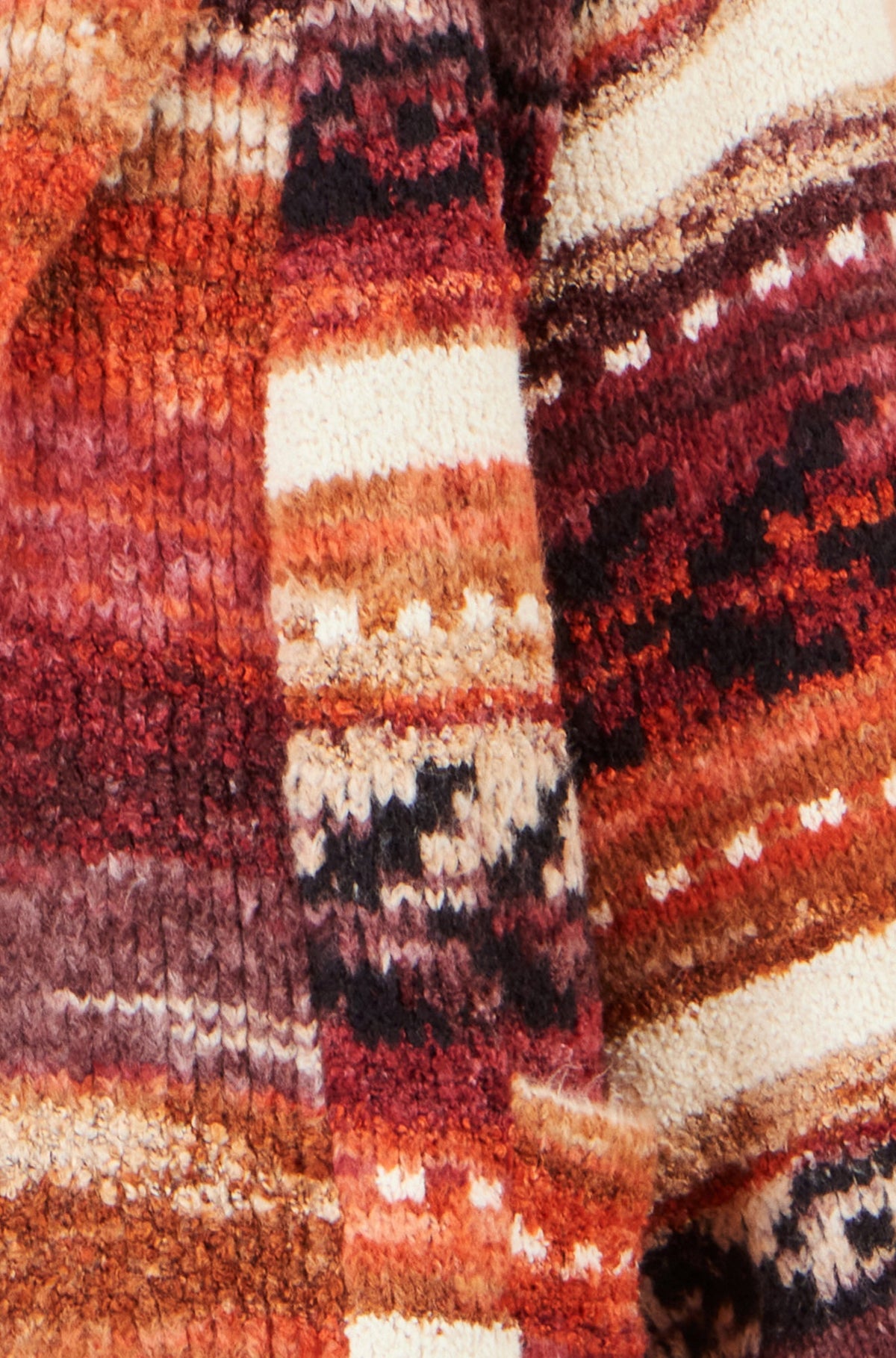 Yumi Orange Stripe Fairisle Soft Wrap Cardigan