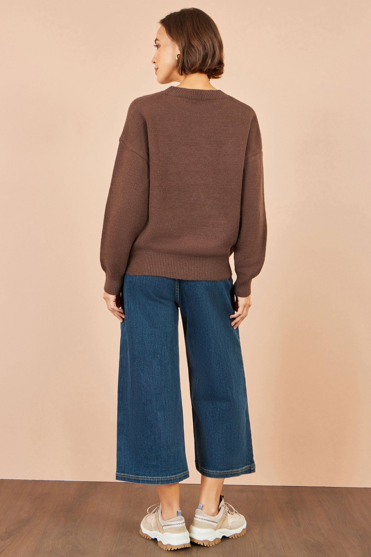 Yumi Brown Teddy Bear Relaxed Jumper